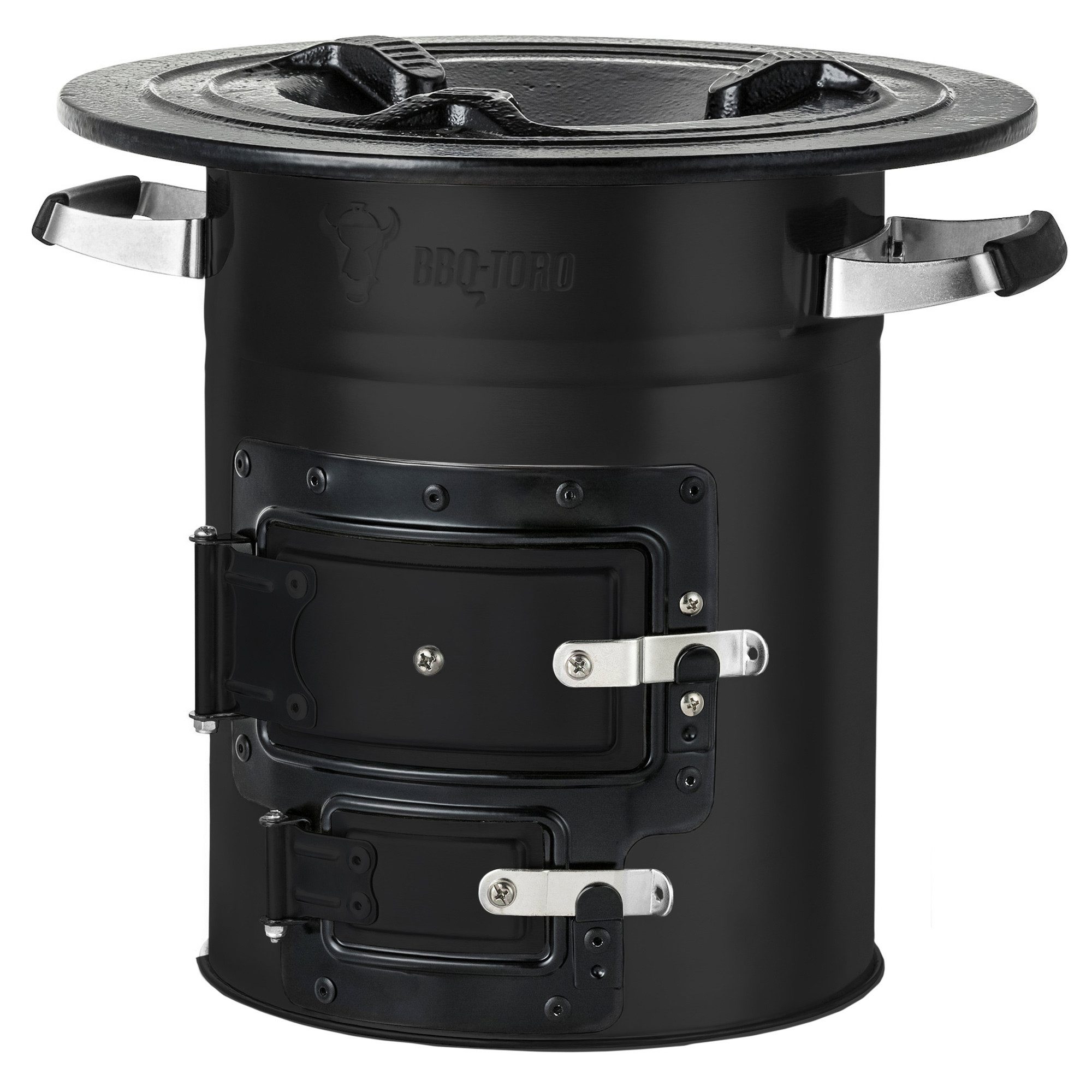 BBQ-Toro Fire Pit Rocket Stove RAKETE #2, black, Rocket Stove for Dutch Oven, Thanks to the chimney effect the wood is burned effectively.