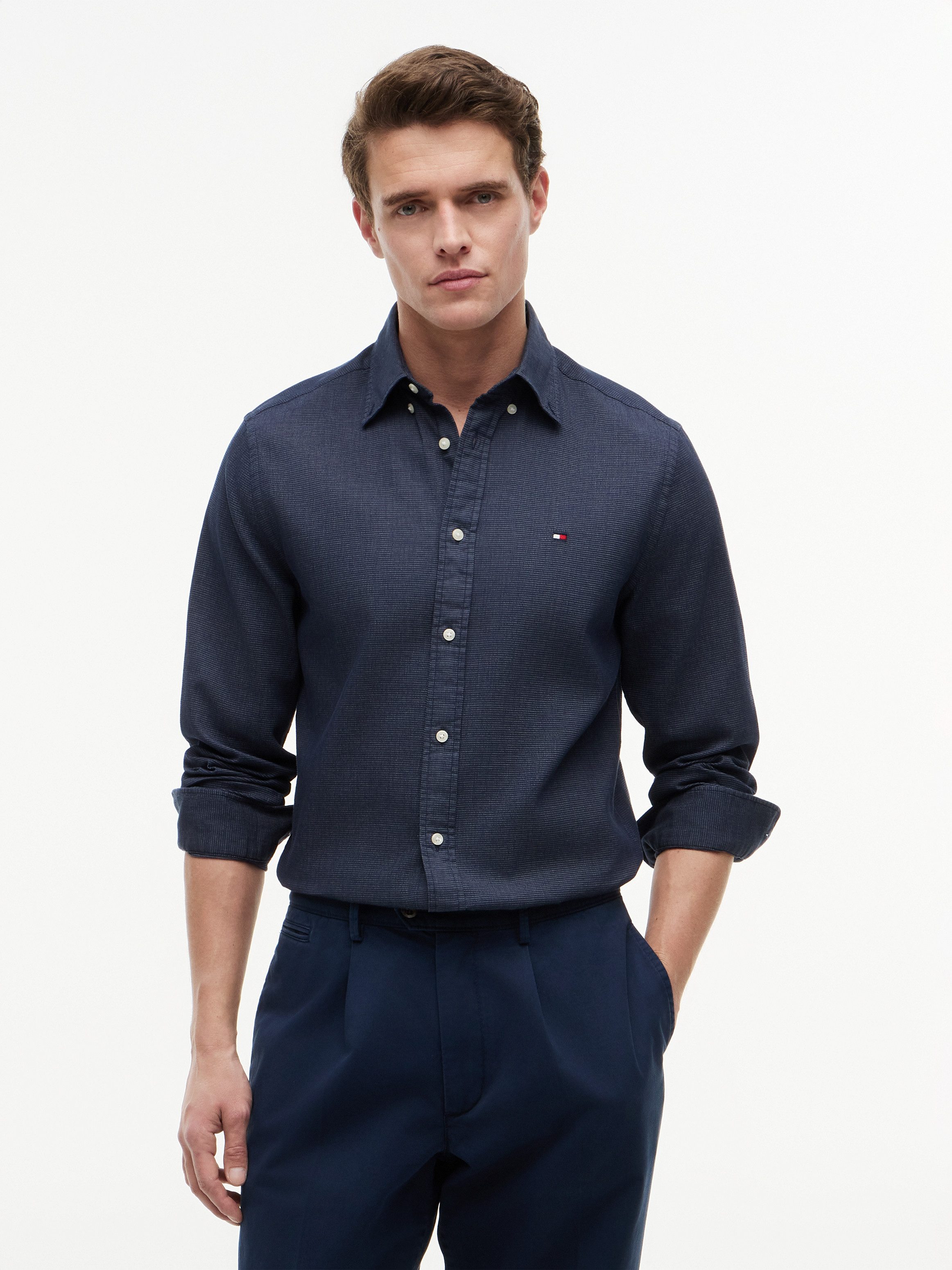 Tommy Hilfiger Langarmhemd FLEX POP MINI DOBBY RF SHIRT Regular Fit Dobby Structure