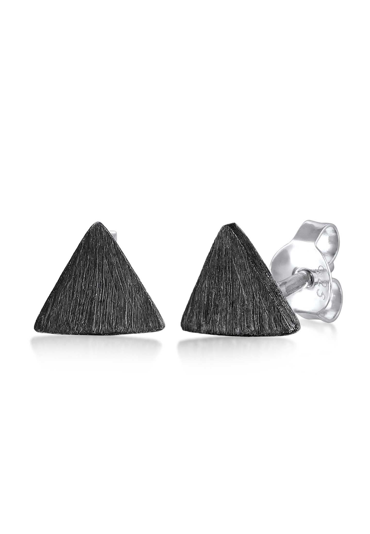 Kuzzoi Paar Ohrstecker Dreieck Matt Oxidiert 925 Silber, Dreieck