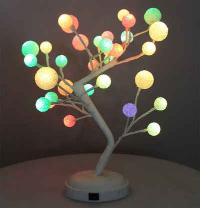 Arnusa LED Baum »Leuchtbaum Rainbow Glitzerkugeln 45 cm 32 LED Tischlampe«, LED fest integriert, Bunt, batteriebetrieben und USB