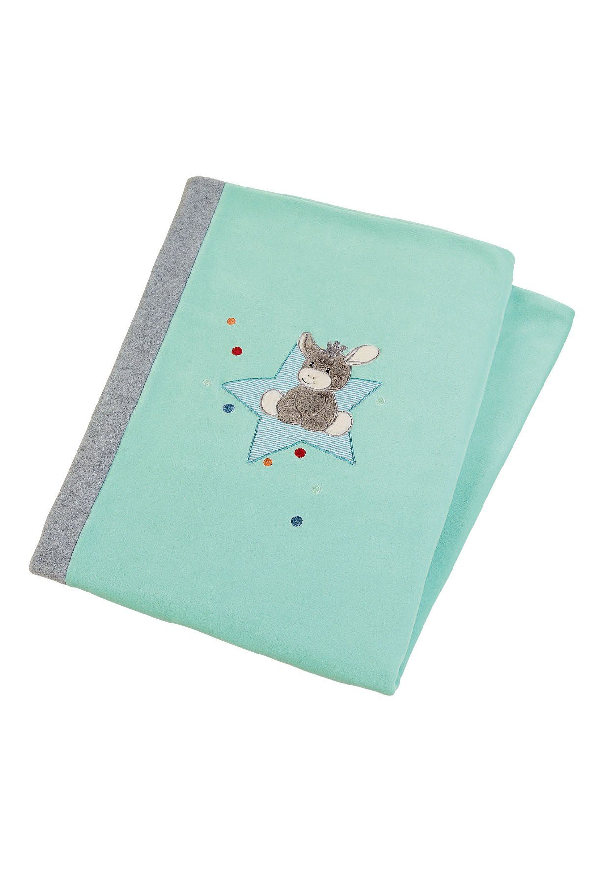 Babydecke Babydecke Micorfleece ESEL Emmi, Sterntaler®, Kuscheldecke aus Fleece mit süßer Esel-Emmi-Applikation
