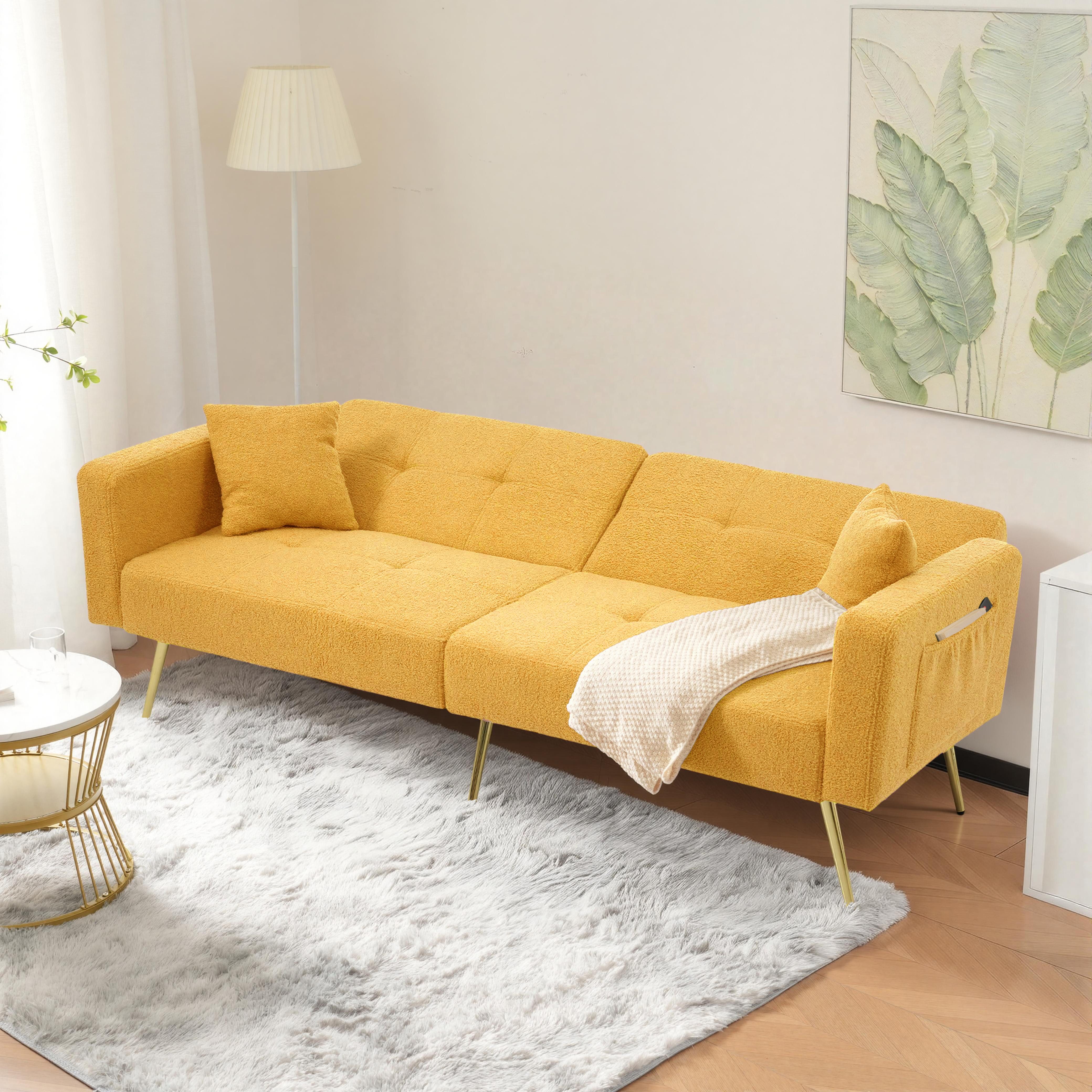 OKWISH Schlafsofa mit Bettfunktion, Bettsofa,Klappsofa,Gästebett, verstellbarem Winkel
