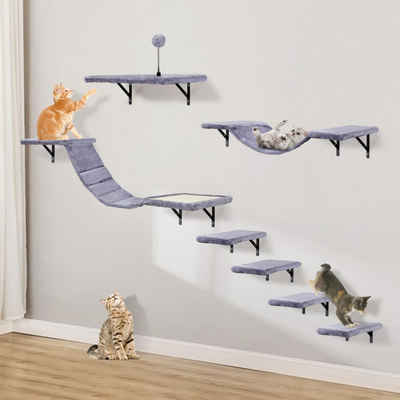 EBUY Katzen-Kletterwand 7-teiliges Katzenmöbelset aus Holz für Katzenlaufwege