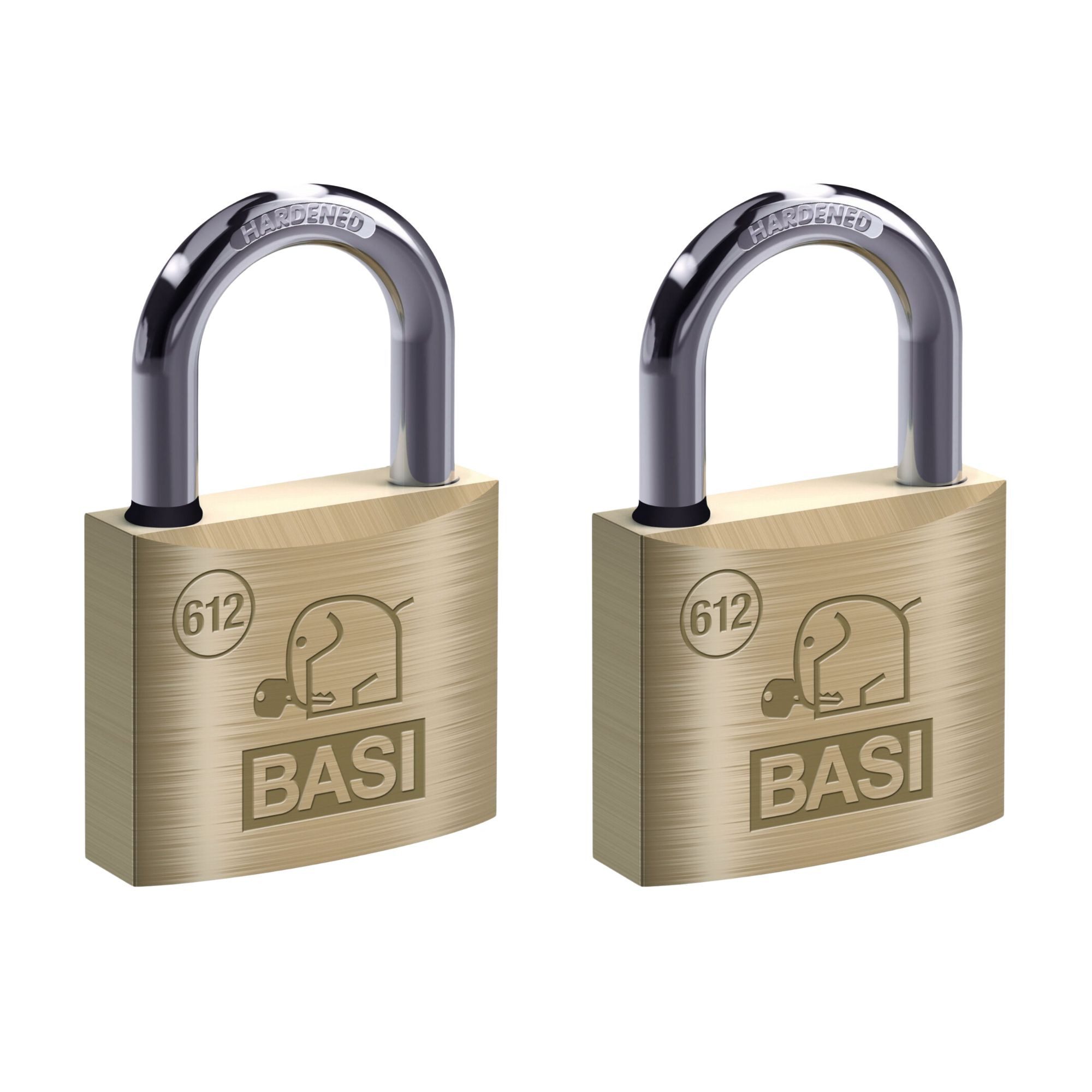 BASI Vorhängeschloss Vorhangschloss, (Spar-Set, 2-tlg), GL, 2er Set, Bügelschloss 50 mm mit Wasserstopp, Messing, 2 Schlüssel