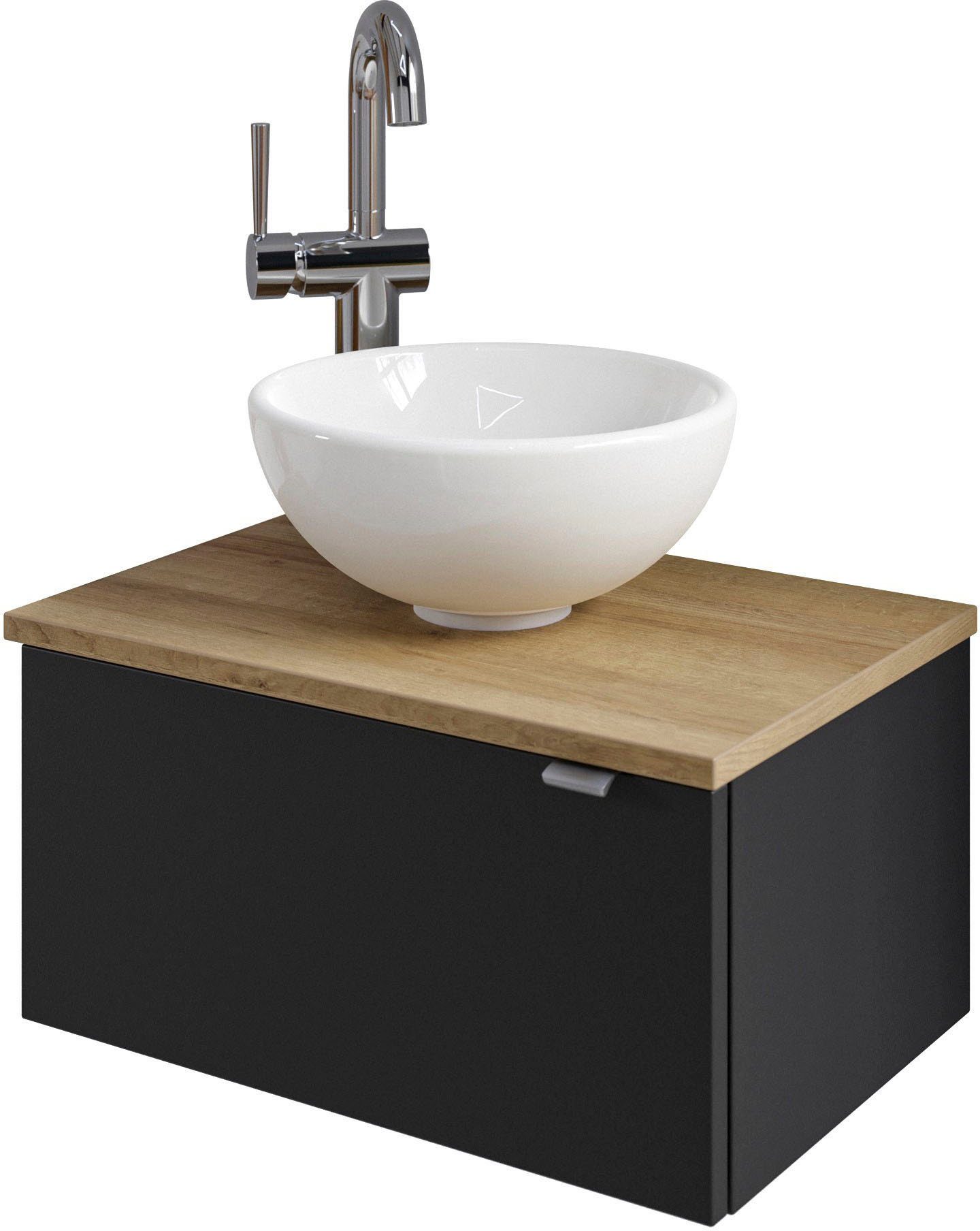 Thumbnail - Saphir Waschtisch Serie 6915 Waschschale mit Unterschrank für Gästebad, Gäste WC (3-St., Keramik-Aufsatzbecken, Waschtis...