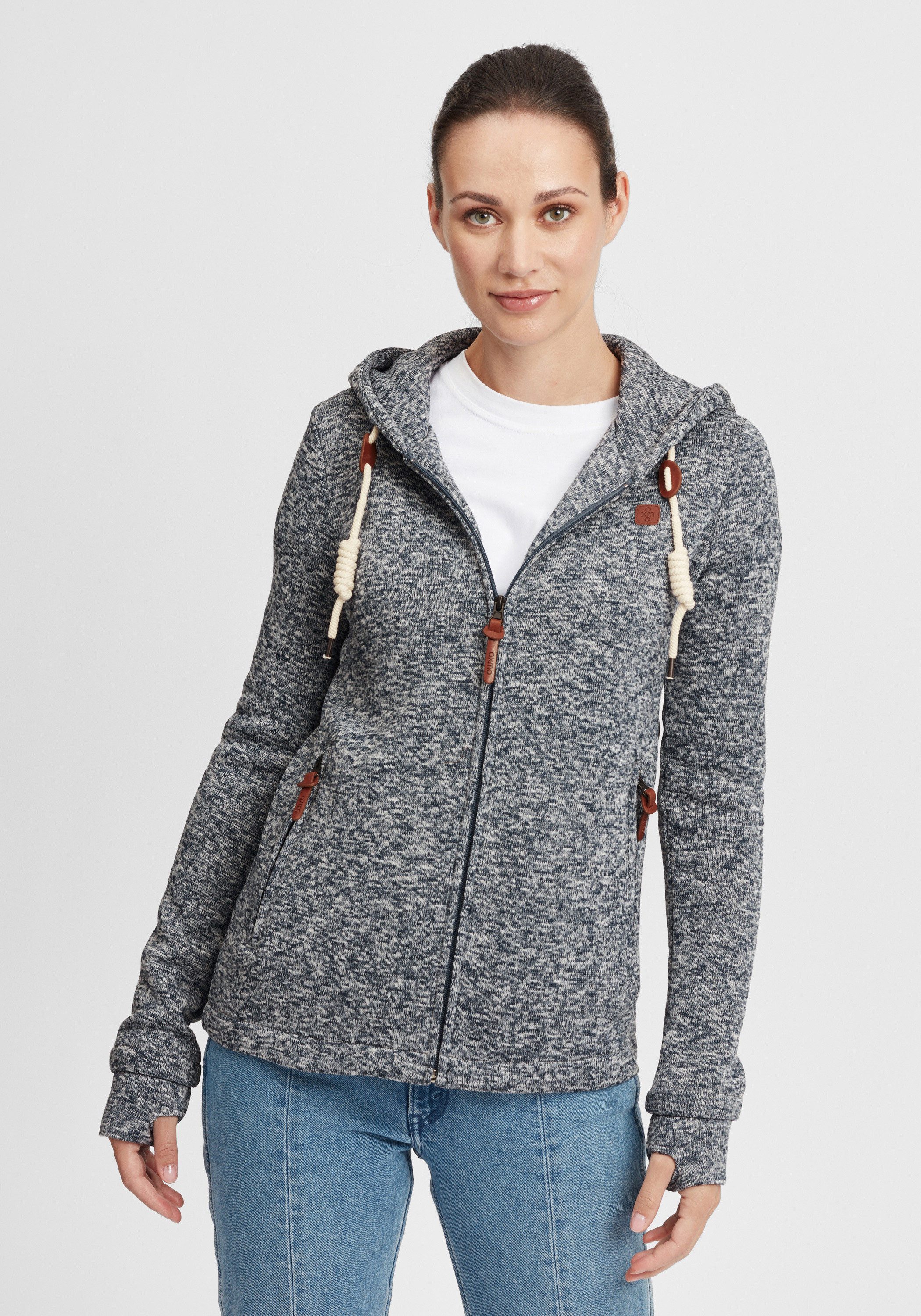 OXMO Kapuzensweatjacke OXThory Übergangsjacke mit weicher Fleece-Innenseite günstig online kaufen