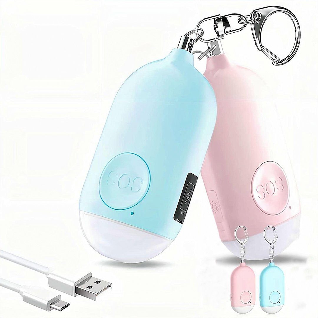 SOTOR Taschenalarm,130DB Wiederaufladba Persönliche Selbstverteidigung  Alarm Alarmsirenen-Attrappe (LED-Beleuchtung,Panikalarm Handtaschenalarm  Schlüsselanhänger)