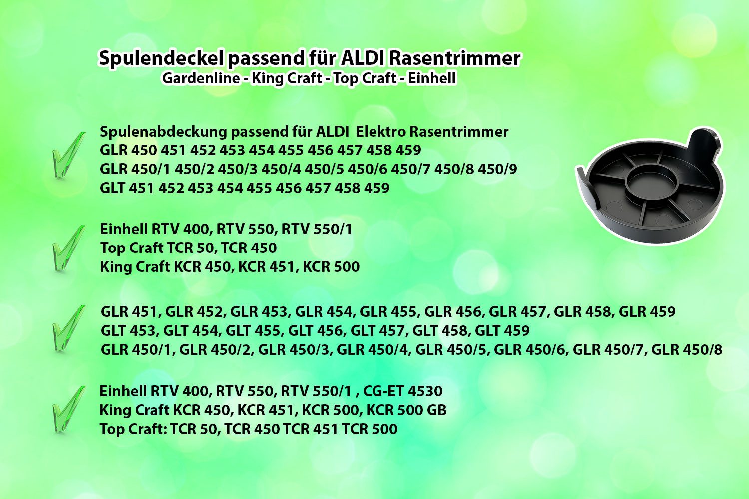 VABIONO Rasentrimmer-Ersatzspule Spulendeckel Haube Abdeckung zu Aldi Rasentrimmer Gardenline KingCraft, (2-St., Einhell), kostenloser Versand – Bild 2 von 4