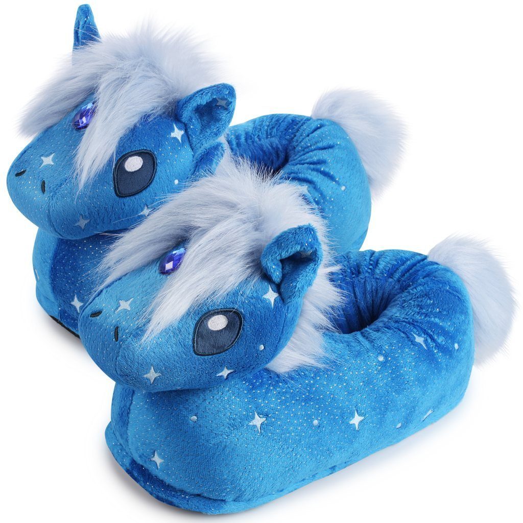 Corimori Tier Pantoffeln "Sky" Hund, (blau) Hamster, Frosch, 25-33,5 magische Igel, Bär, das für Hausschuhe Schaf, Kinder Pferd Einheitsgröße Pferd cm Löwe, Plüsch Kater, Teddy