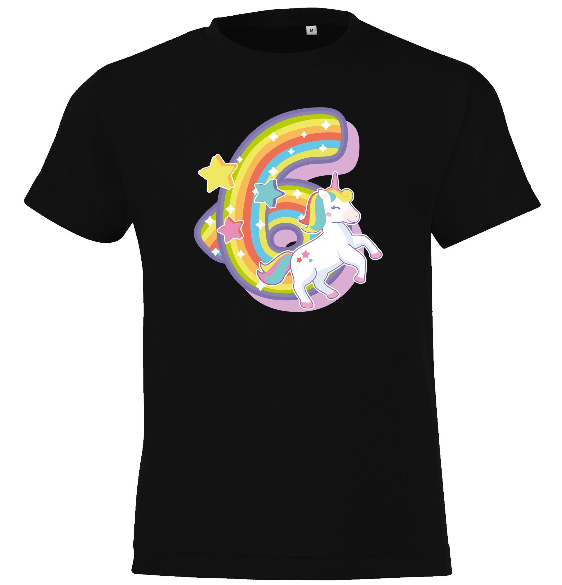 Youth Designz T-Shirt 6 Jahre Alt Geburtstag T-Shirt für Mädchen mit süßem Zahl Frontprint Schwarz