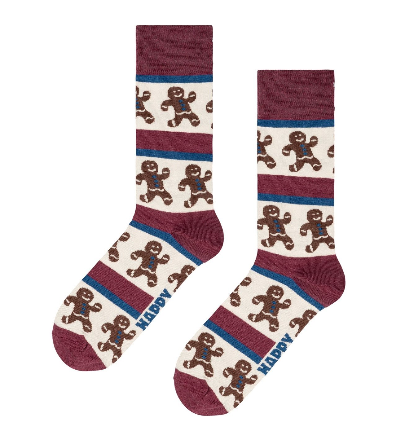 Socken Tagessocke Crew Gingerbread Stripe (Lebkuchen) dunkelrot/weiss