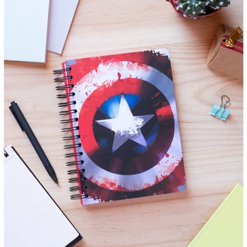 Grupo Erik Notizbuch Marvel Captain America Notizbuch mit Spiralbindung im A5 Format