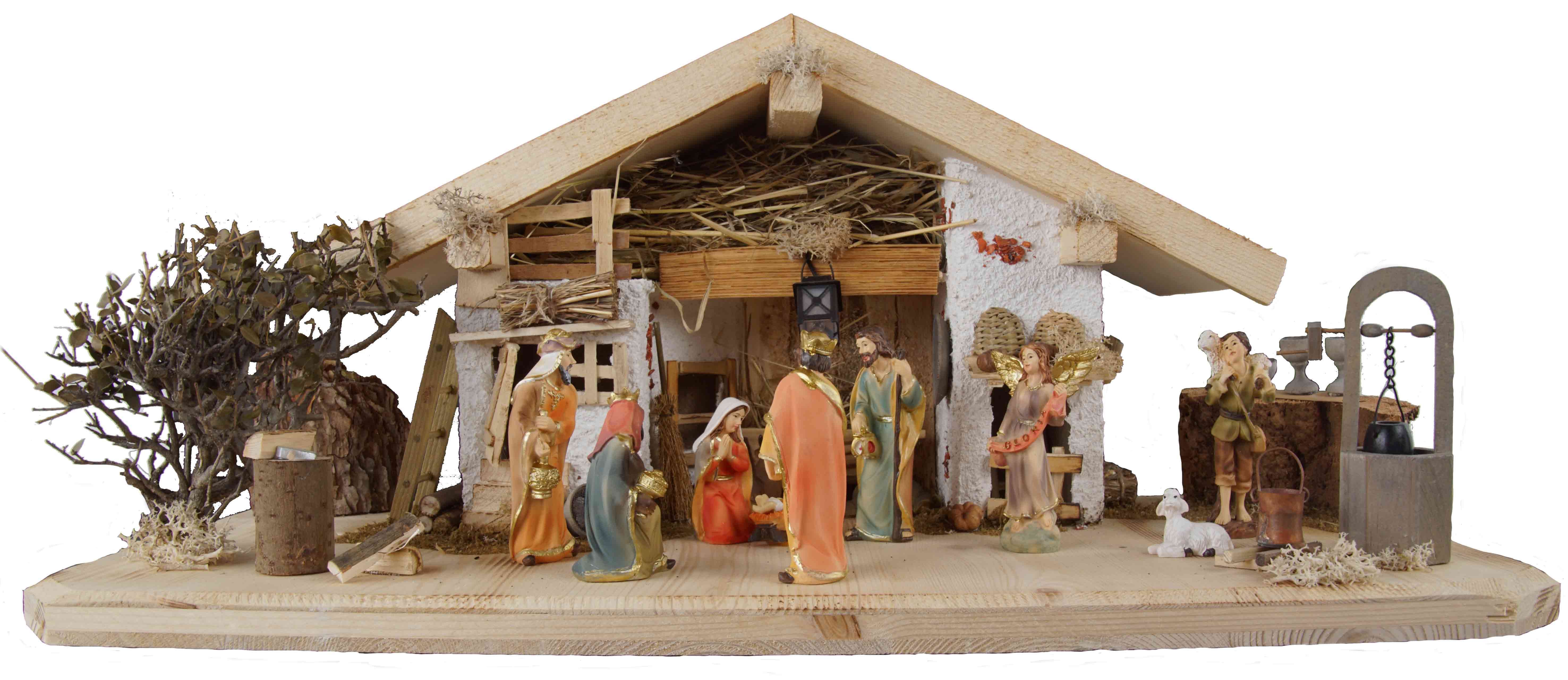 Krippenursel Krippe Wundervolle Weihnachtskrippe Kainsbach inkl. 12-tlg. Krippenfiguren (1-tlg), Wiederverwendbar, aus Holz