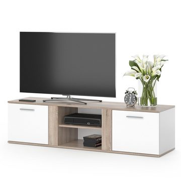 Vicco Lowboard Fernsehschrank Fernsehtisch NOVELLI 155 cm Sonoma / Weiß