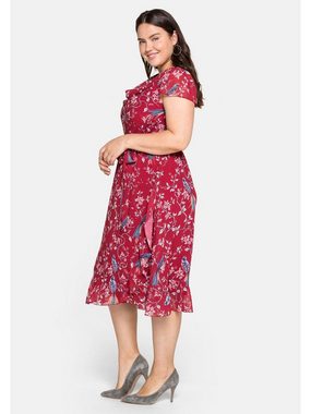 sheego by Joe Browns Chiffonkleid Große Größen mit Blumenprint und Wasserfallkragen