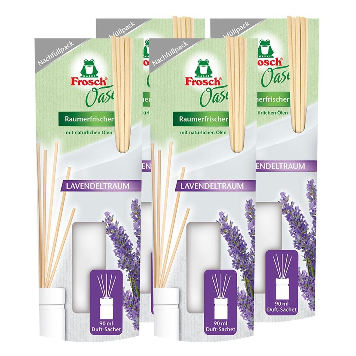 FROSCH Raumduft 4x Frosch Oase Raumerfrischer Lavendeltraum Nachfüllpack 90 ml