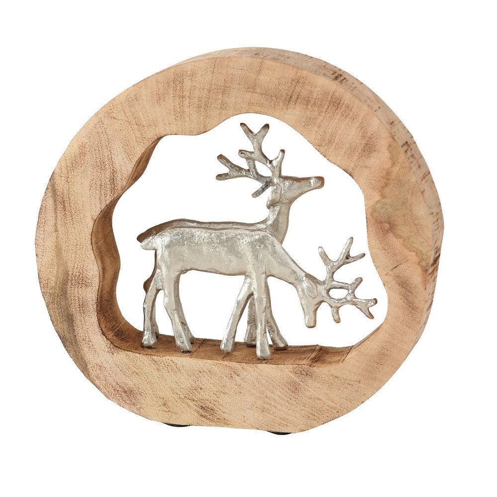 BOLTZE GRUPPE GmbH Dekoobjekt Dekoaufsteller Elmar Hirsch silber natur Mango Aluminium H.28 cm