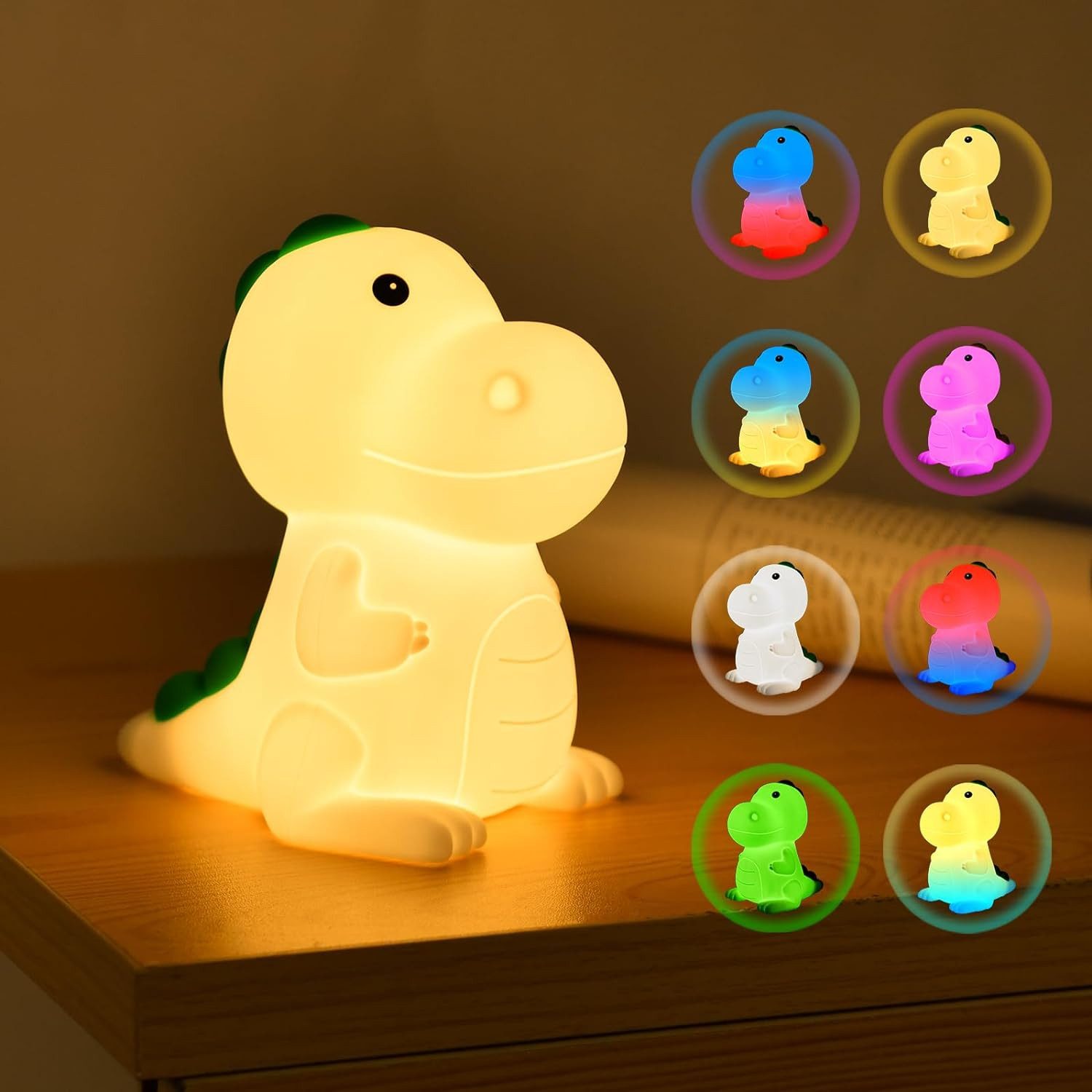 LED Nachtlicht LED Kinder Silikon Nachtlicht, süße Dinosaurier-Nachttischlampe