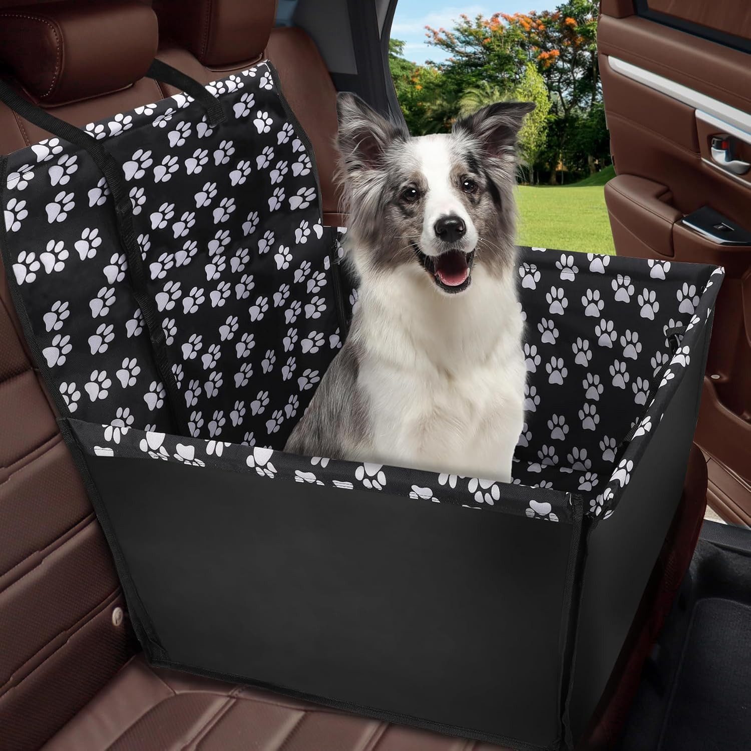 POPOLIC Hunde-Autositz Haustier Autoschondecke wasserdichte mit Sicherheitsgurt, Hund Sitzbezug Hundedecke Hunde Autoschondecke 57 x 57 x 33 cm