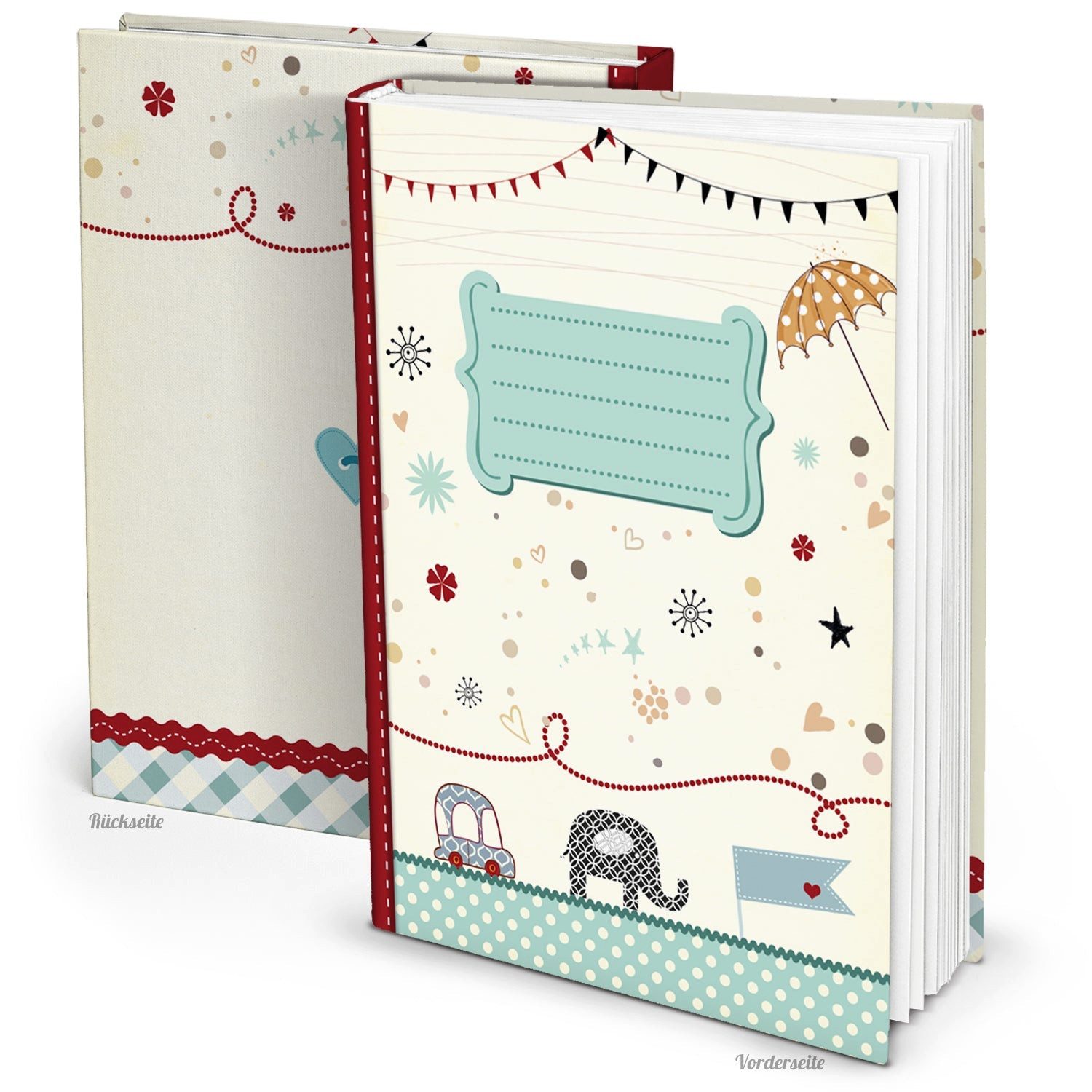 Logbuch-Verlag Notizbuch Babytagebuch DIN A4 blau beige rot - Blankobuch zum Selberschreiben