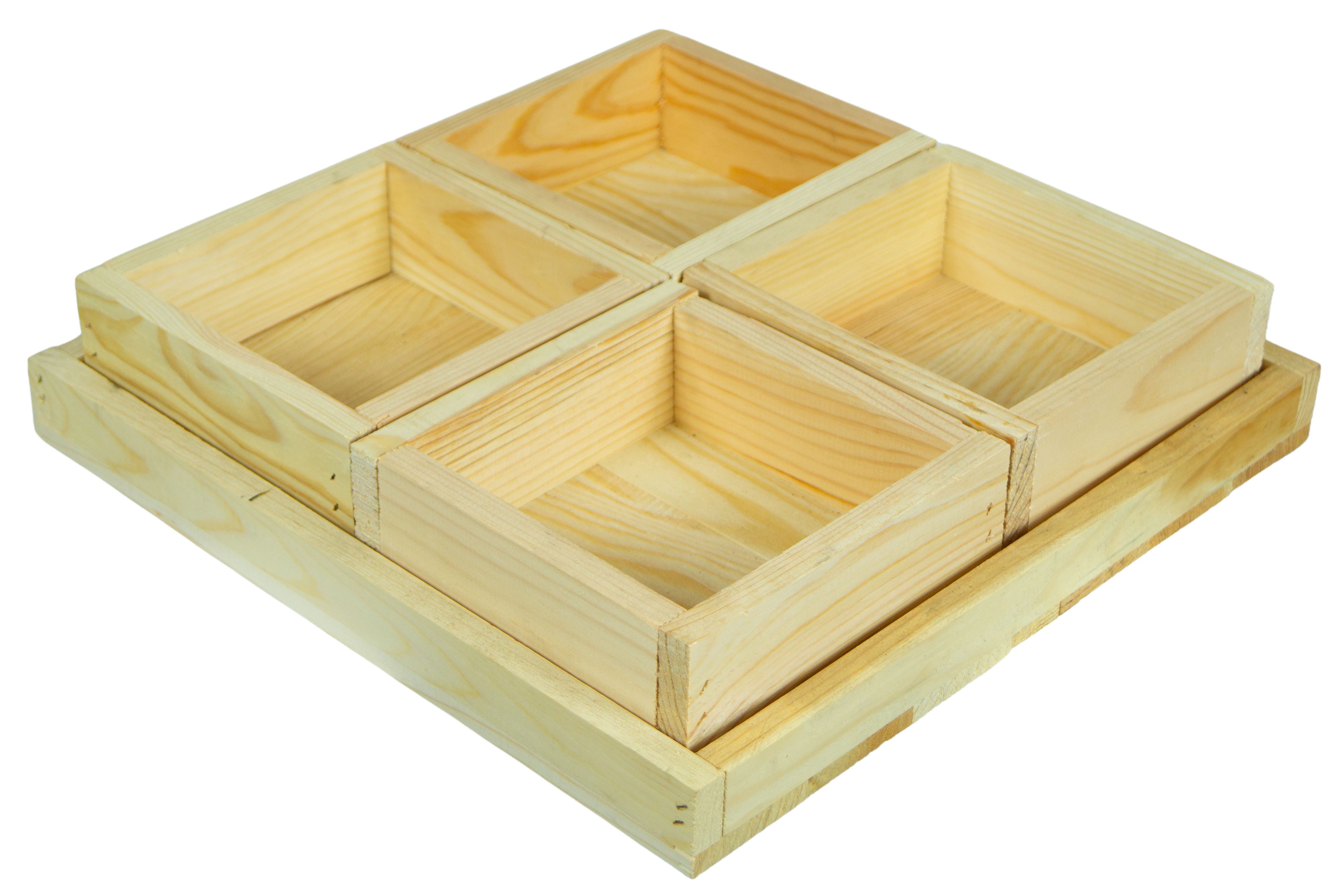 Kistenkolli Altes Land Allzweckkiste Dekotablett-Set Karla 5 Holzkisten 40x40cm 8cm Höhe (Spar-Set)
