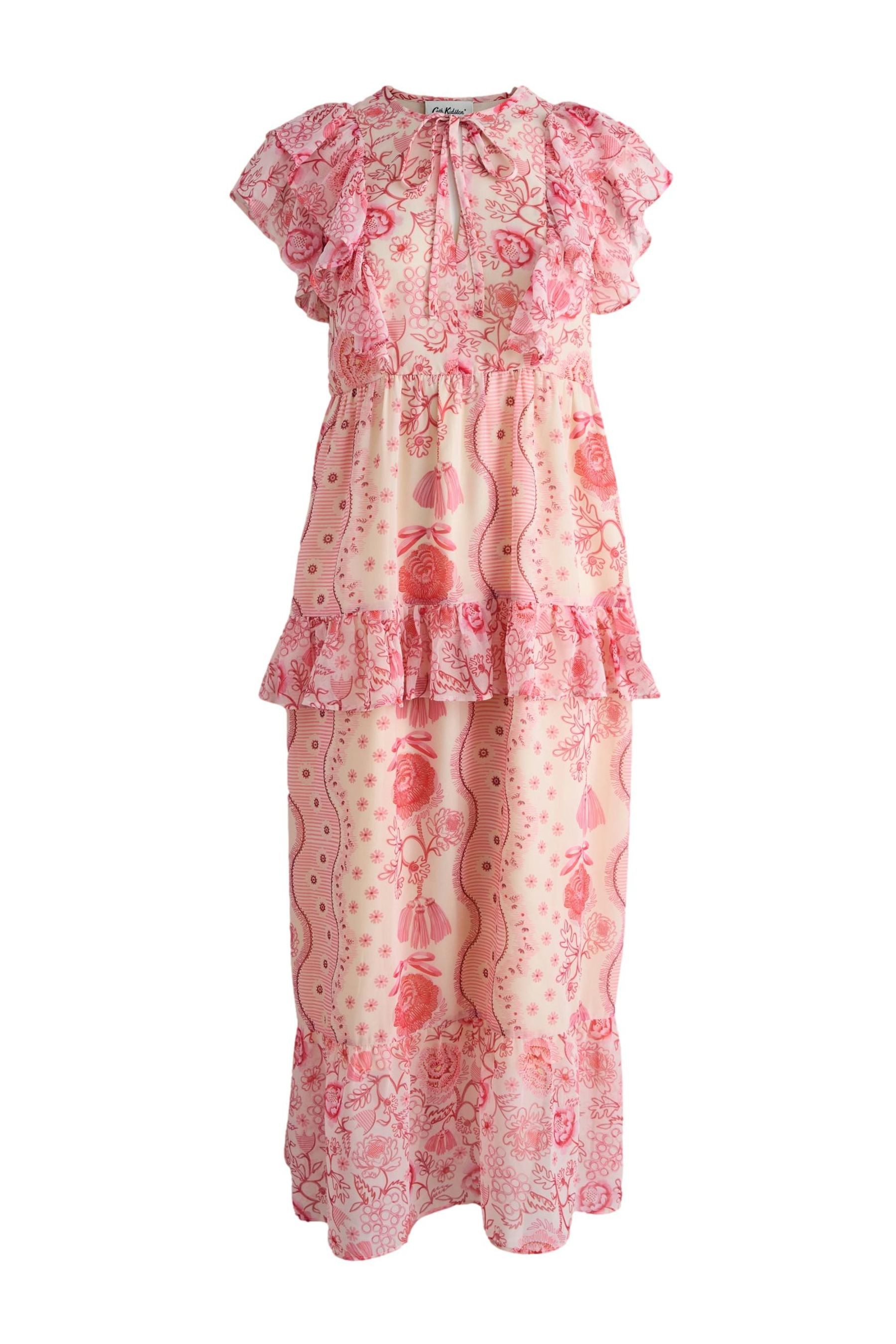 Cath Kidston Maxikleid Cath Kidston Maxikleid, Rüschen + Bindeausschnitt (1-tlg)