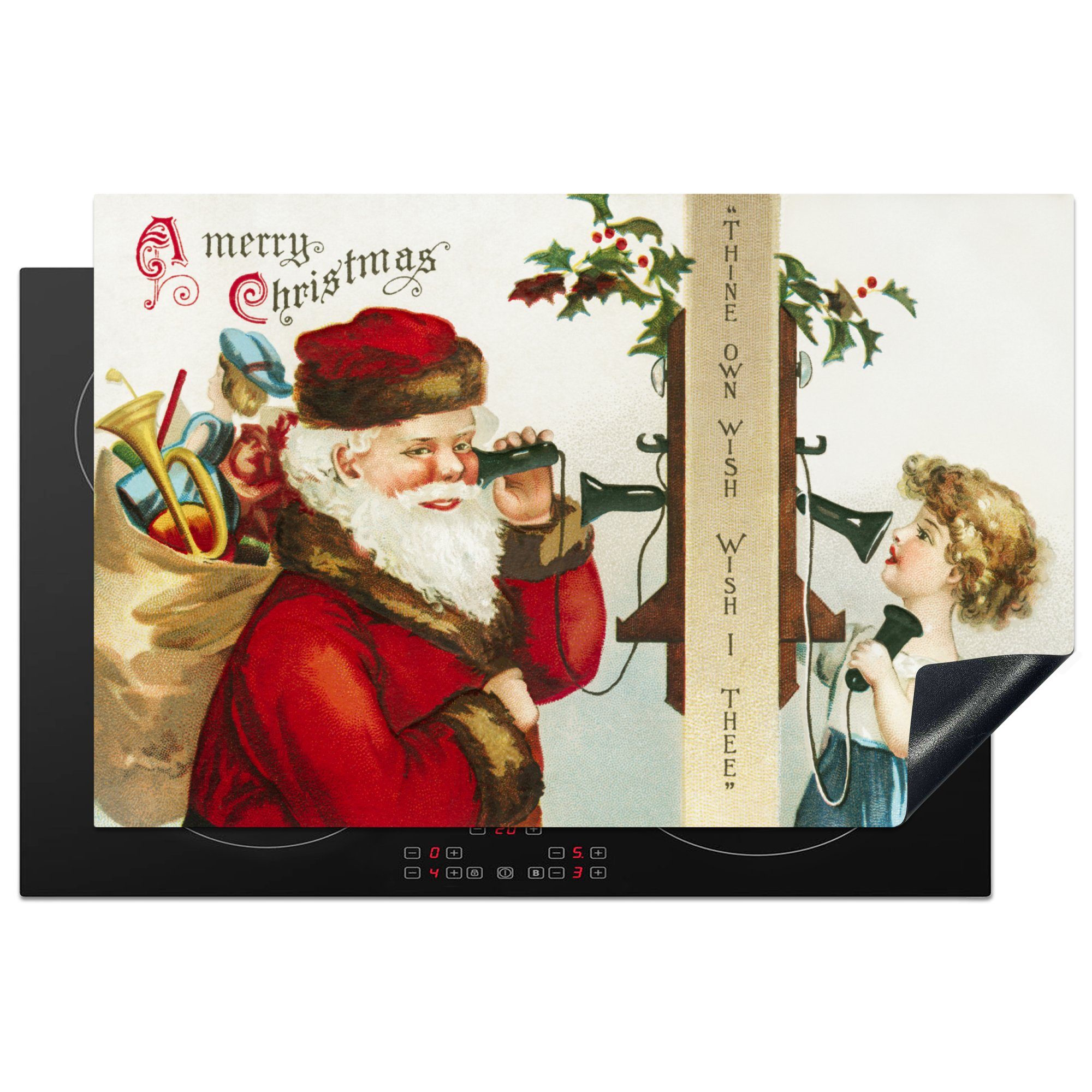 küche, für die Ceranfeldabdeckung tlg), - Weihnachten - Weihnachtsmann, Herdblende-/Abdeckplatte Schutz cm, Induktionskochfeld Kunst 81x52 (1 MuchoWow Vinyl,