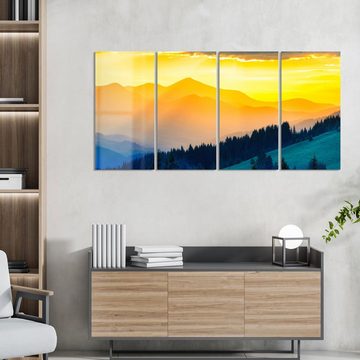 DEQORI Glasbild 'Sonnenuntergang in Bergen', 'Sonnenuntergang in Bergen', Glas Wandbild Bild schwebend modern