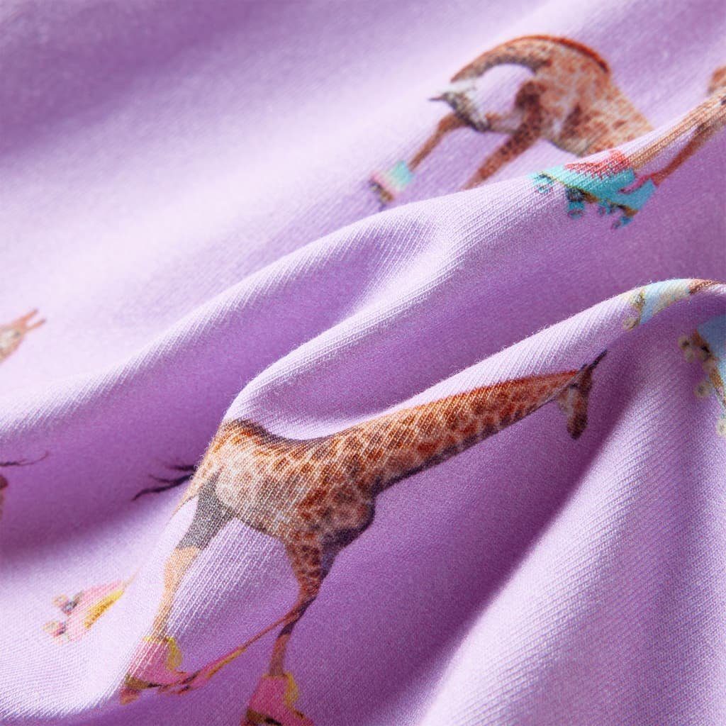 vidaXL Giraffen-Motiv Lila Kinderkleid A-Linien-Kleid mit und Taillenband Rüschenärmeln 104