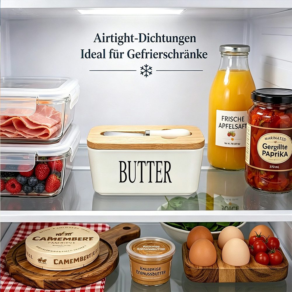 Fine Life Pro Butterdose Versiegelt, 600 ml Fassungsvermögen, mit Schaber