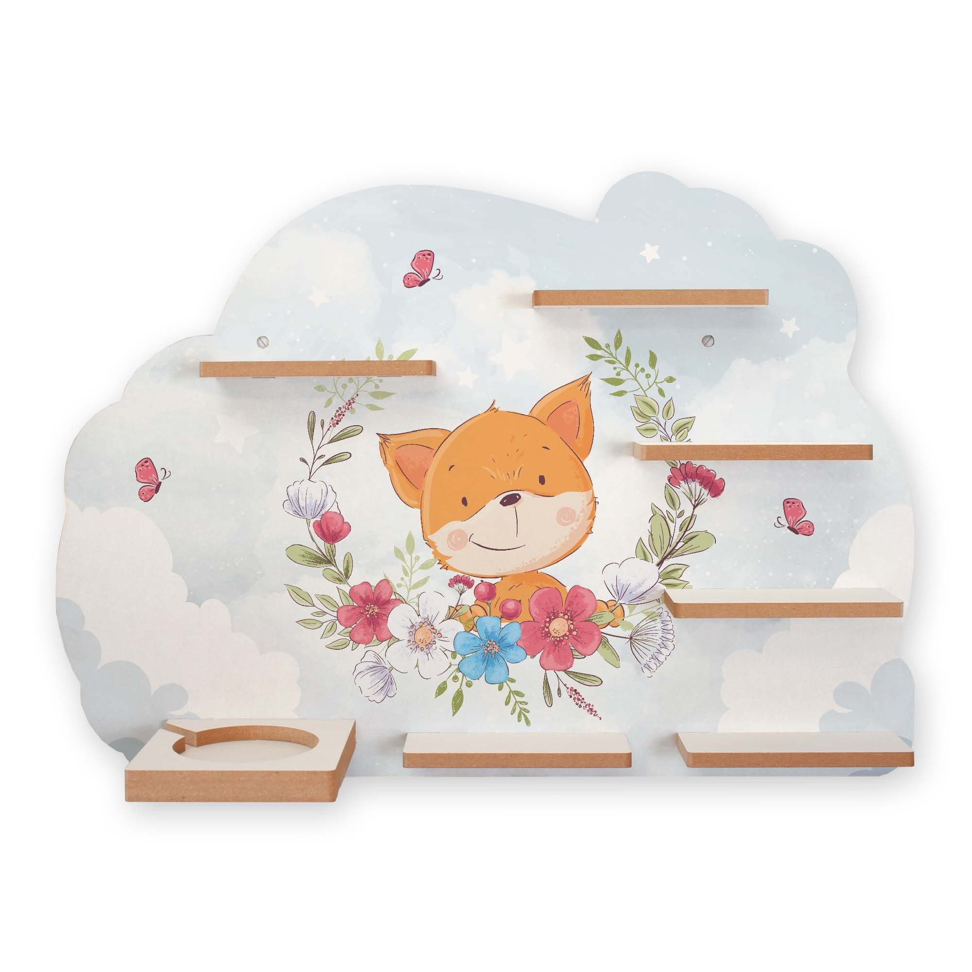 Wandregal MUSIKBOX-REGAL Fox & Flowers