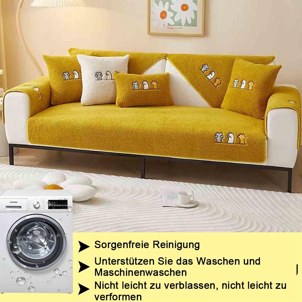 2 Sofaschutz, L Form 3 1 Gelb NUODWELL rutschfest Sitzer Sofabezug, Samt Sofabezug 4