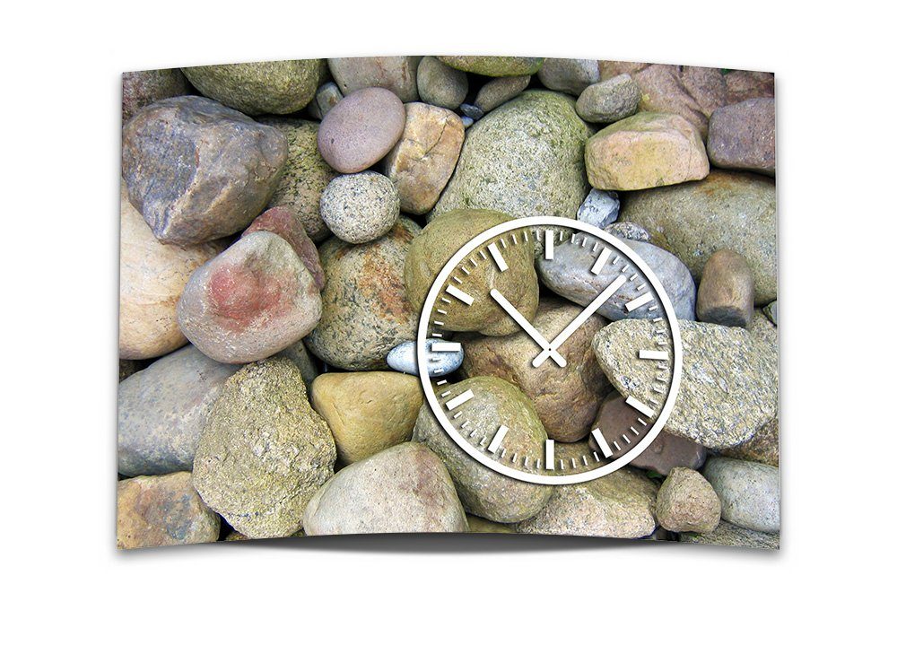 dixtime Wanduhr Wanduhr XXL 3D Optik Dixtime Steine Natur 50x70 cm leises Uhrwerk (Einzigartige 3D-Optik aus 4mm Alu-Dibond)