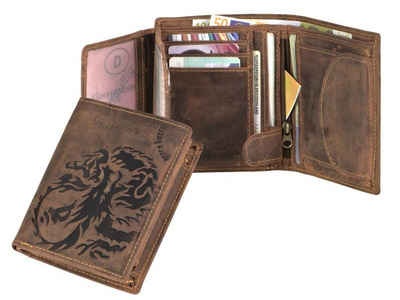 Greenburry Geldbörse Vintage (oA), Herrenbörse, Portemonnaie 10x12cm, 8 Kartenfächer, mit Drachen Prägung Tribal Dragon