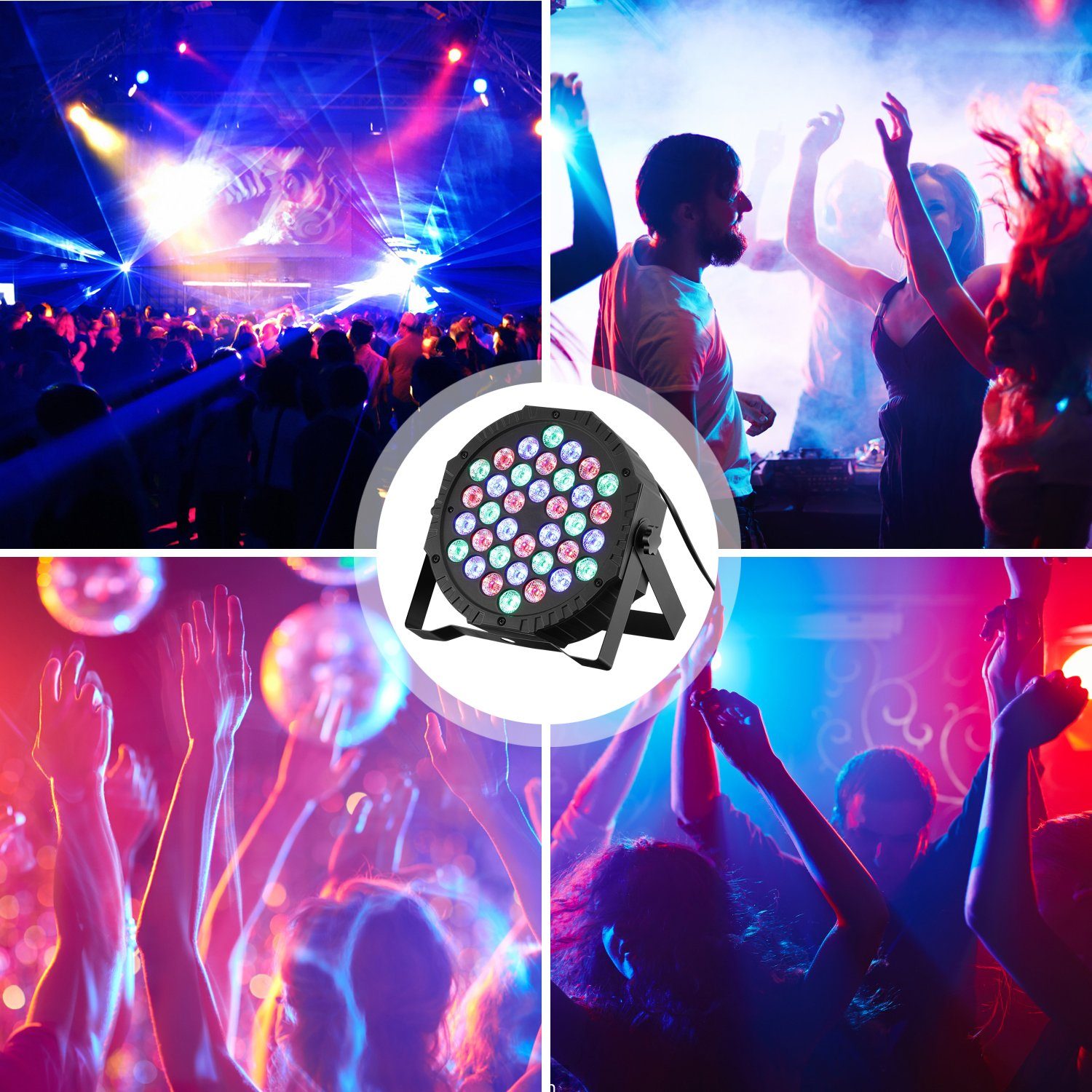 oyajia LED Discolicht 36W 36 Stroboskop, fest Can Disco Show, Club DJ Stück LEDs 4 Licht RGB für LED Discolicht RGB, Automatisches Bühnenlicht Selbstfahrend, integriert, PAR DJ Party Scheinwerfer DMX