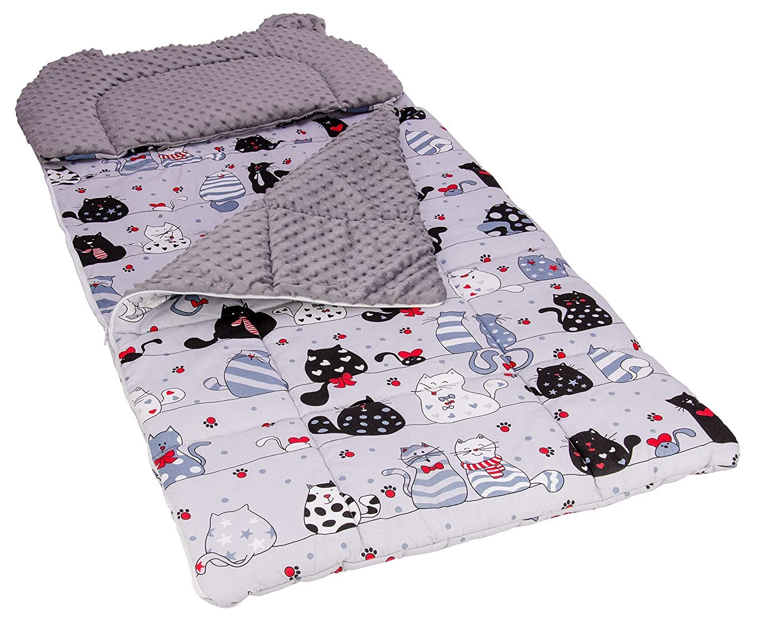 Best for Kids Kinderschlafsack Kinderschlafsack Set 3in1 mit Kissen & Tasche (Schlafsack-Set für Kinder, 3 tlg., Set bestehend aus Schlafsack), Kissen mit Bärenohren & Transporttasche