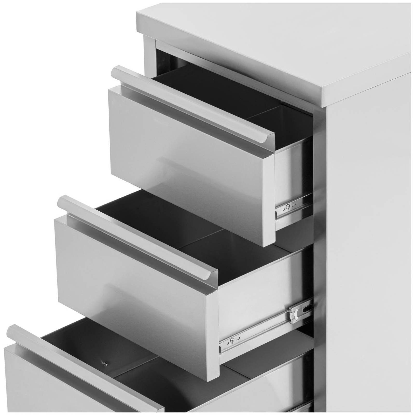 Royal Catering Vorratsschrank 60 x 50 x 87 cm Edelstahl-Arbeitsschrank 3 Schubladen Gastro