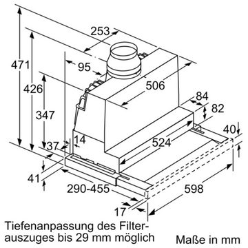 SIEMENS Flachschirmhaube Serie iQ300, LI67RB531 Flachschirmhaube 60 cm Silbermetallic, EEK:A, Metall-Fettfilter, spülmaschinengeeignet