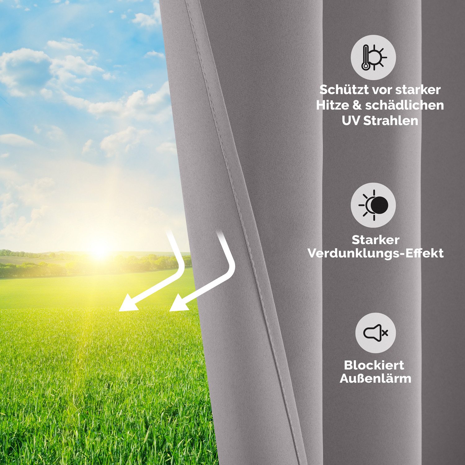 Blumtal Verdunkelungsvorhang Verdunkelungsvorhang 2er-Set Thermovorhang Wärme- & Kälteisolierend, OEKO TEX Zertifiziert mit Kräuselband – Bild 4 von 5