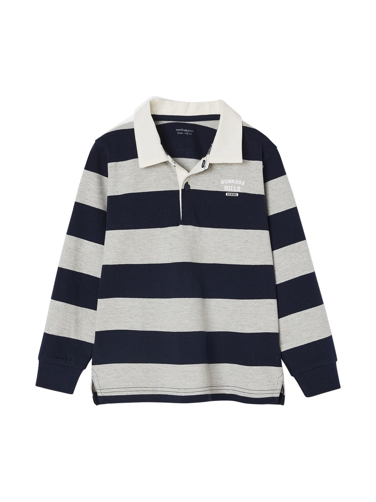 vertbaudet Langarm-Poloshirt Gestreiftes Jungen Poloshirt mit Kontrast-Kragen
