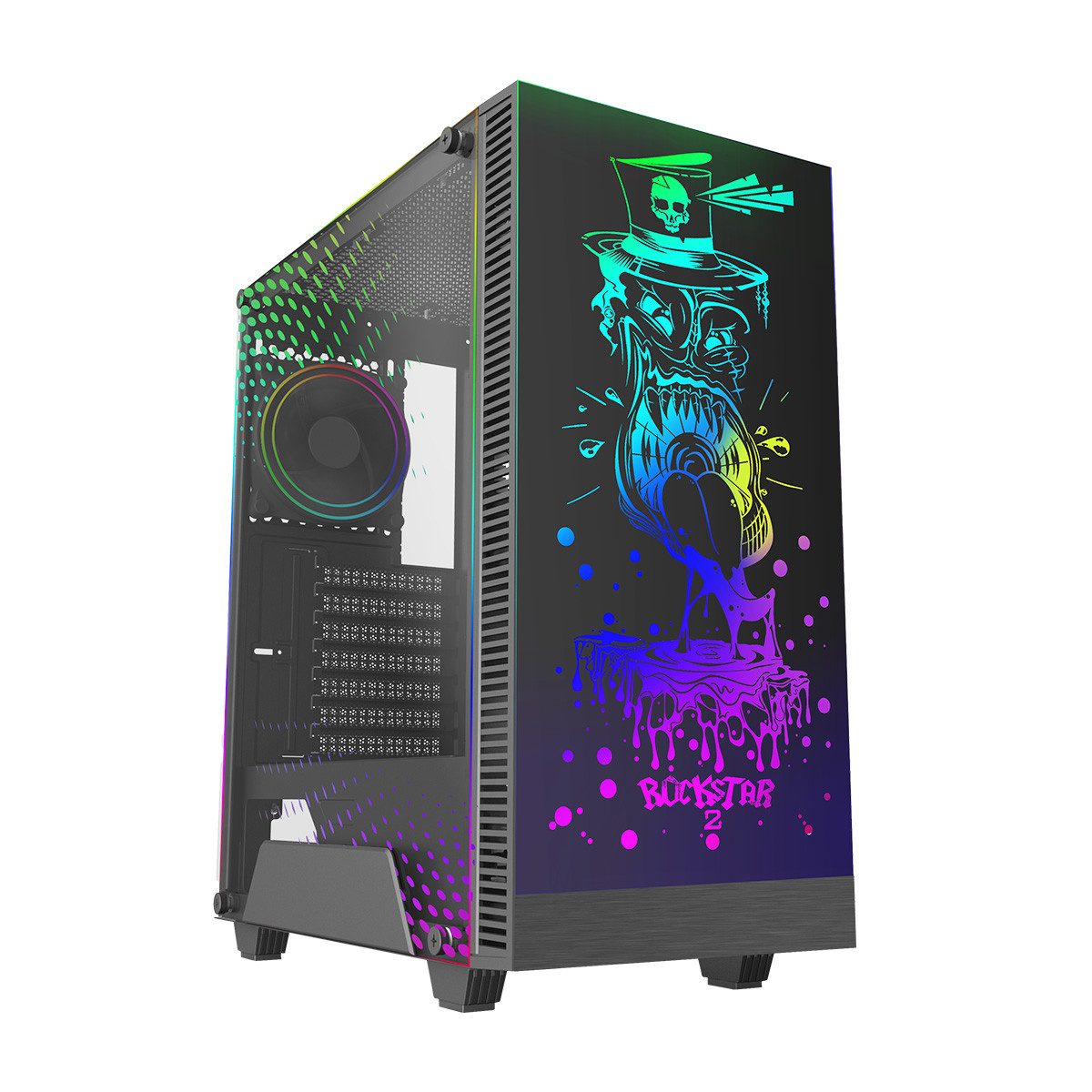 GAMEMAX Gaming-Gehäuse Rockstar2 Midi Tower, 1x USB 2.0, 1x USB 3.0, 1x Mikrofon, 1x Kopfh., 1050W 80+ Platinum Netzteil vorinstalliert