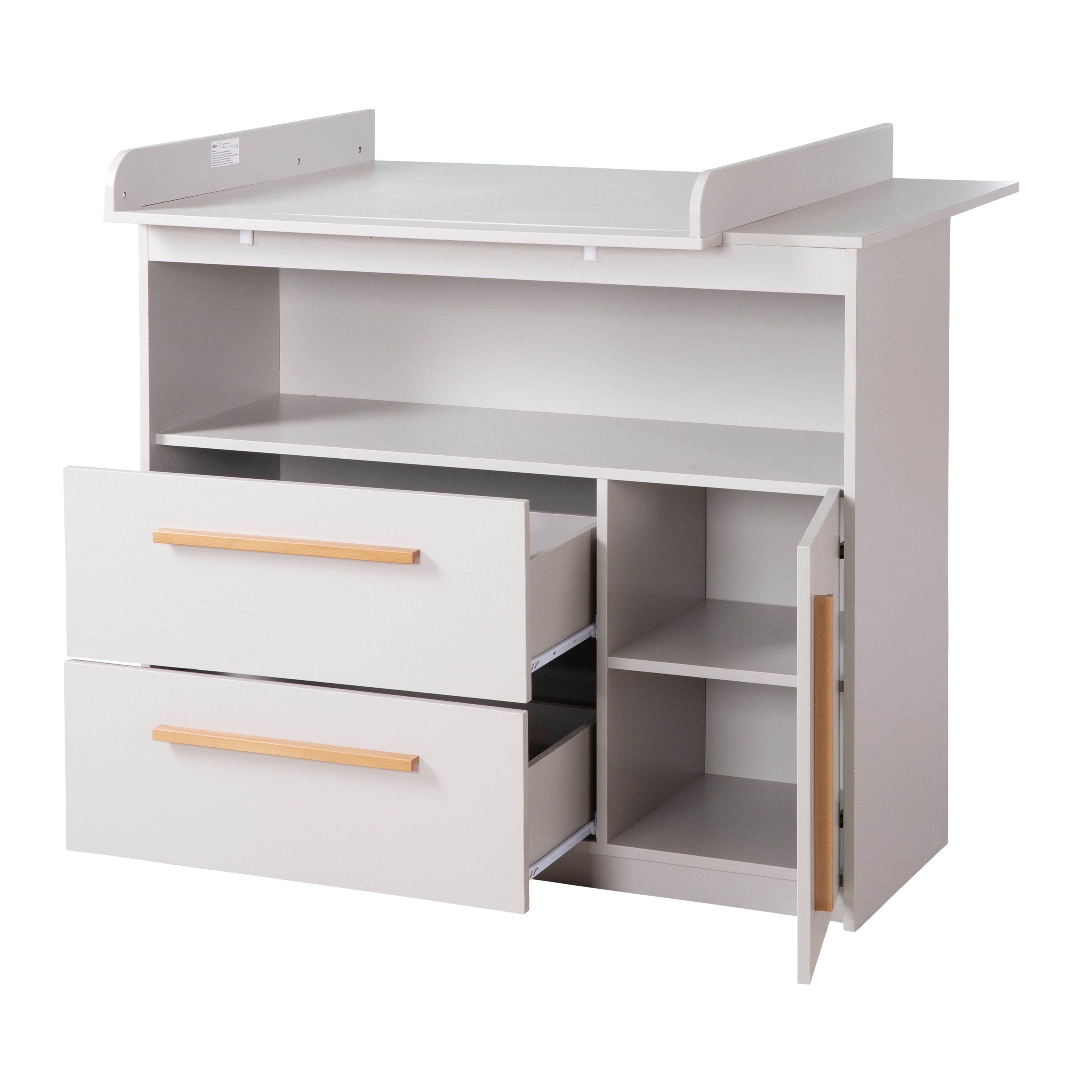 roba® wrap dresser changing table Lea/Lilo, removable wrap attachment - 2 drawers, 1 door, 1 open compartment