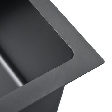 möbelando Küchenspüle 3007882, (LxBxH: 59x44x20 cm), aus Edelstahl mit gebürsteter Oberfläche in Schwarz
