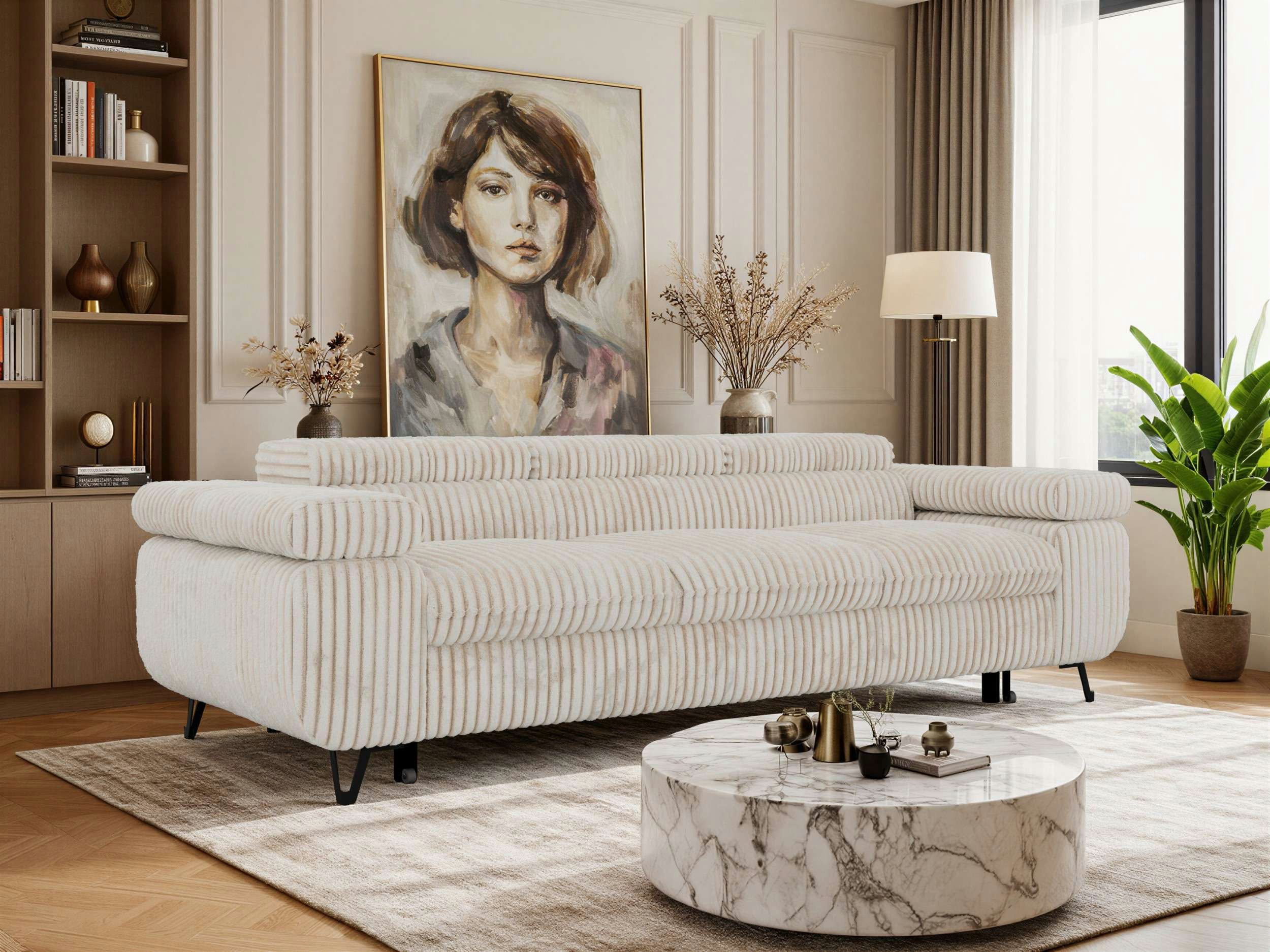 MKS MÖBEL Sofa PETER, 3-Sitzer Sofa, Sofa mit verstellbarer Rückenlehne, Schlaffunktion