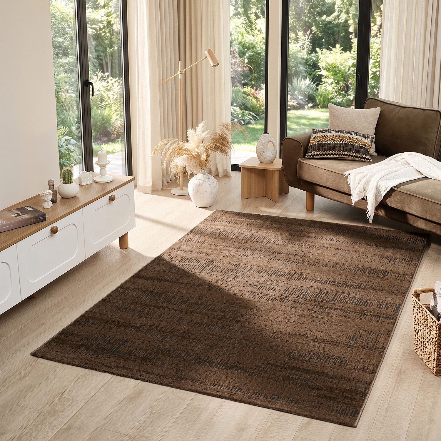 Vimoda Teppich Wohnzimmer COSTA, modern Designteppich 3D Effekt, Rechteckig, Höhe: 11 mm, premium Rechteck Muster hoch-tief Kurzflor weich, Boho Einfarbig