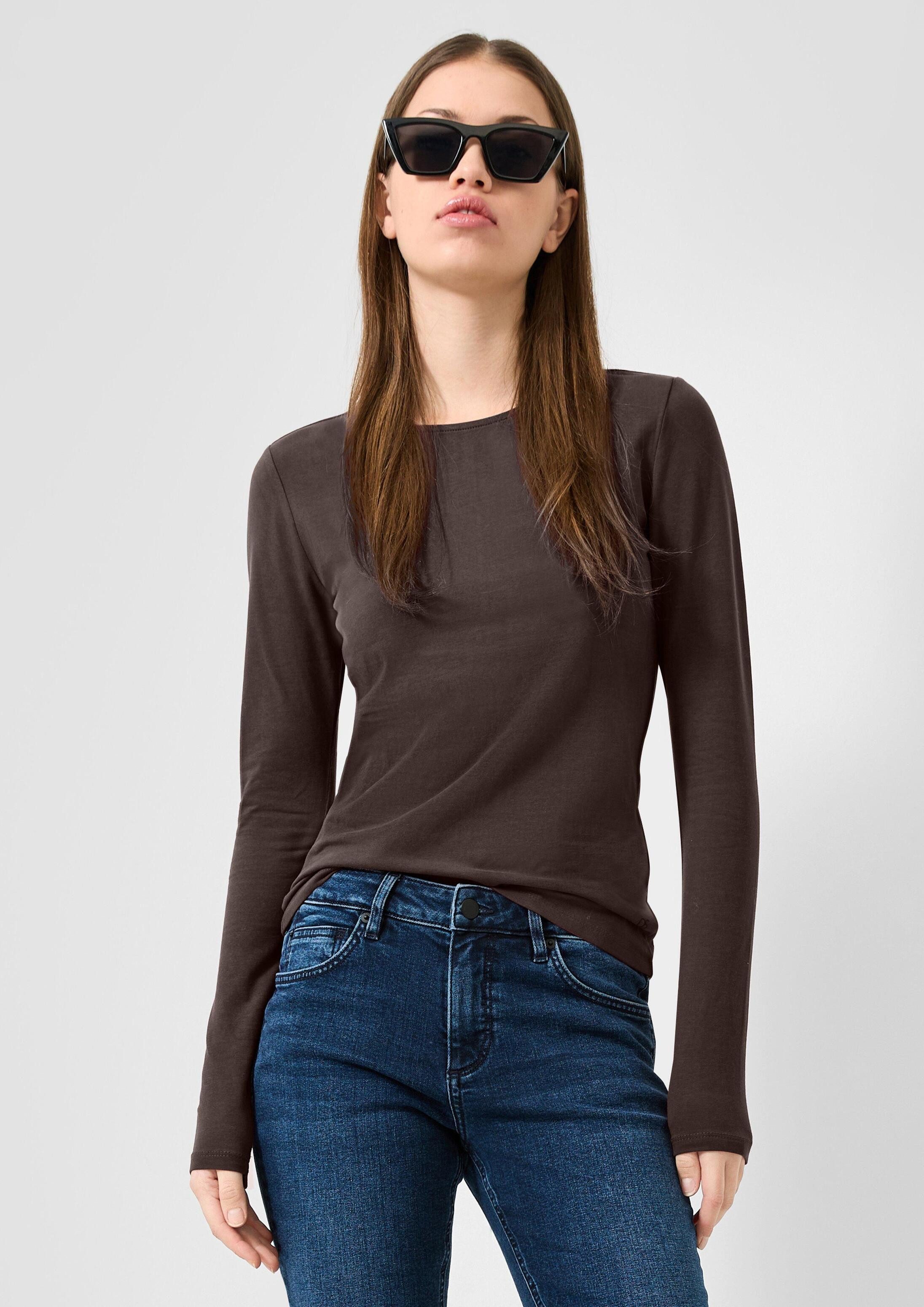 QS Langarmshirt T-Shirt Softes Longsleeve aus Baumwollstretch