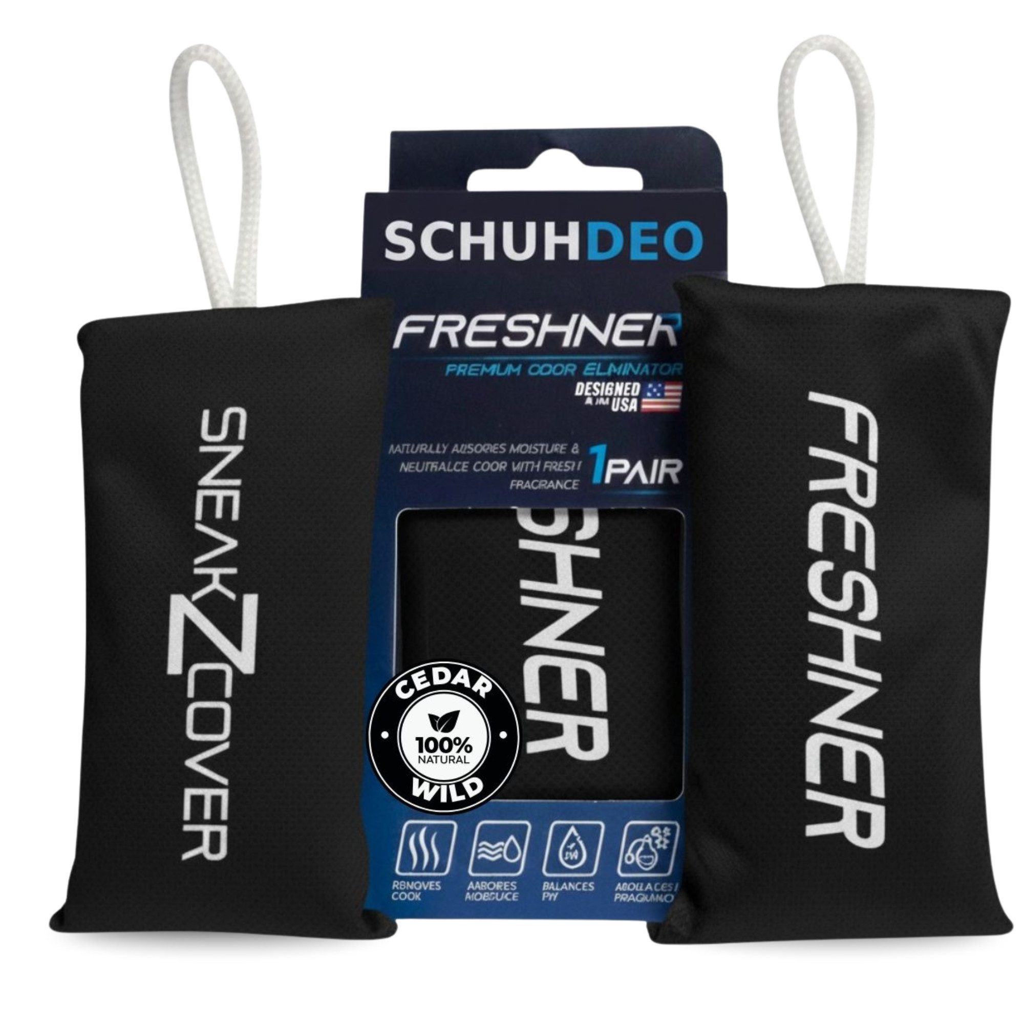 SneakZcover Schuhdeo gegen Geruch und Schweiß Antibakteriell, Effektiver Schuh Deo für Sportschuhe, Sneaker und Schuhschrank