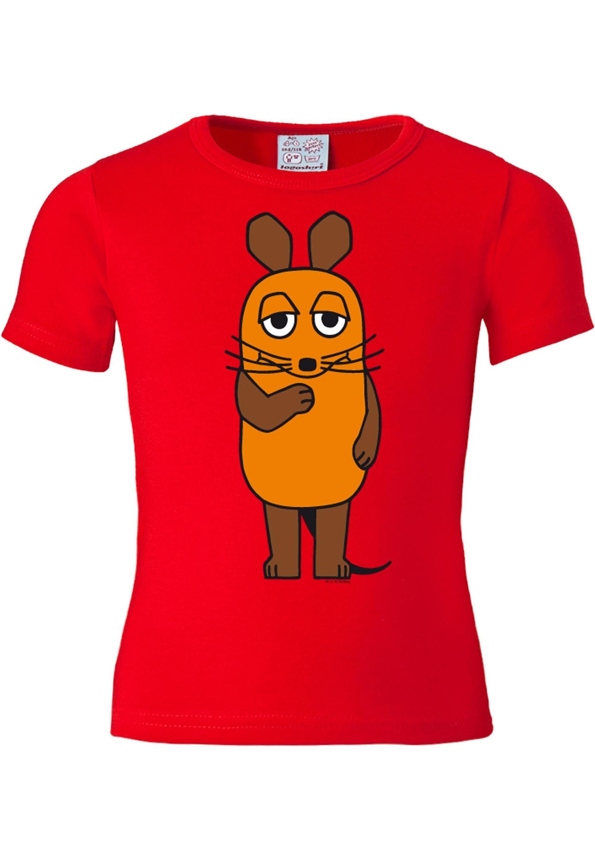 LOGOSHIRT T-Shirt Die Maus mit lizenziertem Originaldesign rot
