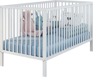 trendteam Babybett »Universal«, 1-tlg., Baby-Bett mit Gitterbettseiten aus Massivholz, inkl. Lattenrost, Schlupfsprossen