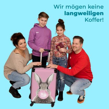 NoBoringSuitcases.com© Koffer Kaninchen - Kinder - Kaugummi - Rosa 67x43x25cm, 4 Rollen, Mittelgroßer Koffer für Kinder, Trolley